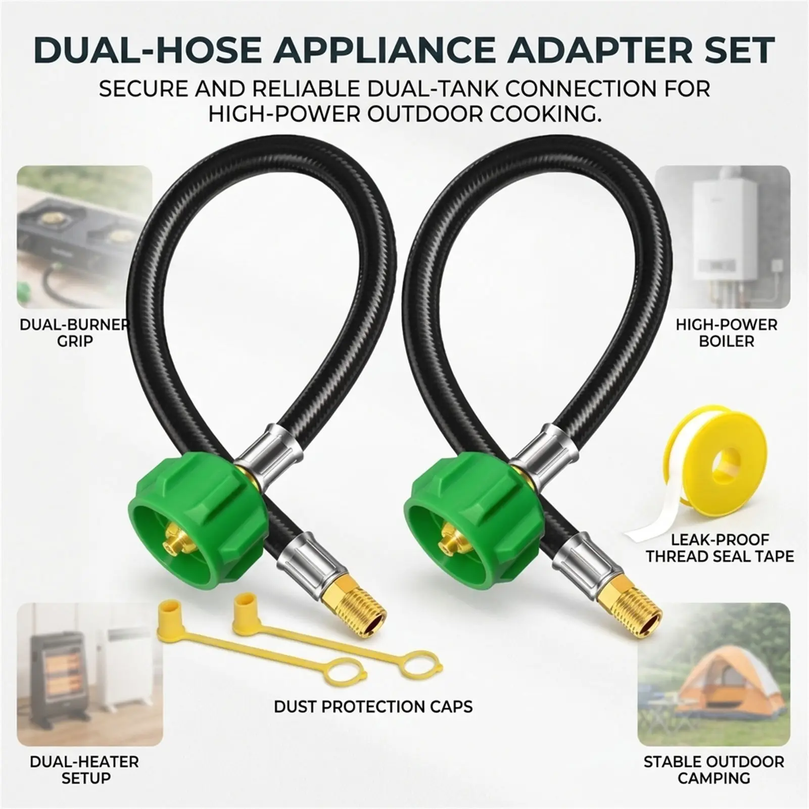 

QCC1 Low Pressure Gas Hose 1/4 Inch Inverted-Flare Braided Wire Durable Anti-Leak For Home And Industrial Use