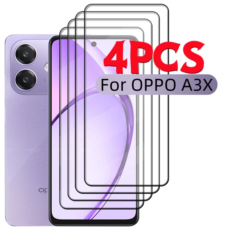 

1/2/3/4PCS Full Cover Glass For OPPO A3X Glass OPPO A3X Tempered Glass Protective Full Cover Glue Screen Protector OPPO A3X A3 X