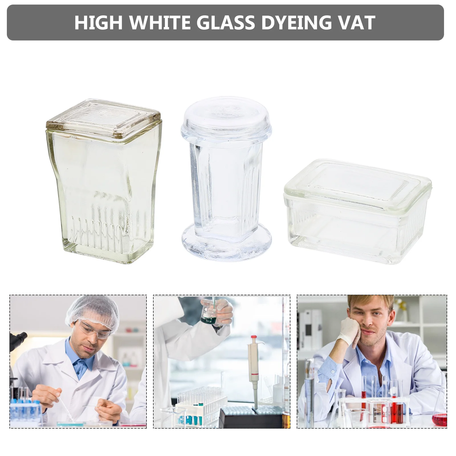 

3Sets Glass Staining Jar Laboratory Transparent Round Lid Staining Tank for Research Slide Cells Durable Reusable
