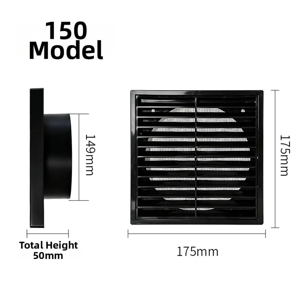 Louvred Wall Vent Grille External Air Cover With Removable Flyscreen, ABS Plastic Ventilation Grille For Exterior Wall