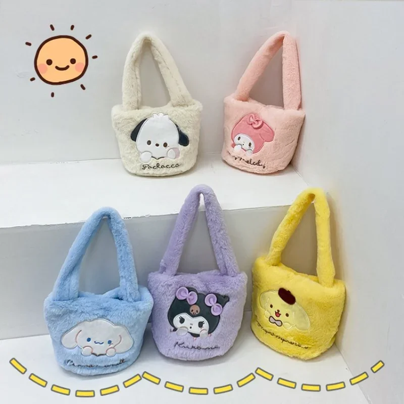 

Kawaii Sanrio Mini Shoulder Bag Hello Kitty Cartoon Messenger Plush Backpack Earphone Storage Bag for Girl Kids Cute Rucksack