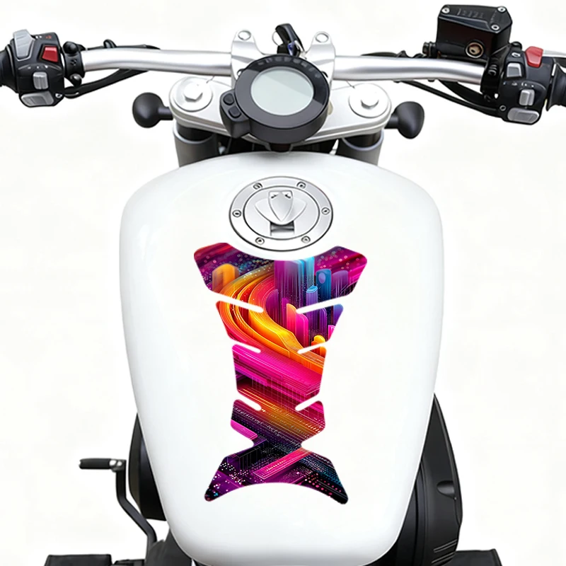 

2 pieces per set motorcycle fuel tank sticker Cyber Neon Curves Anti-scratch film material protection sticker vinyl
