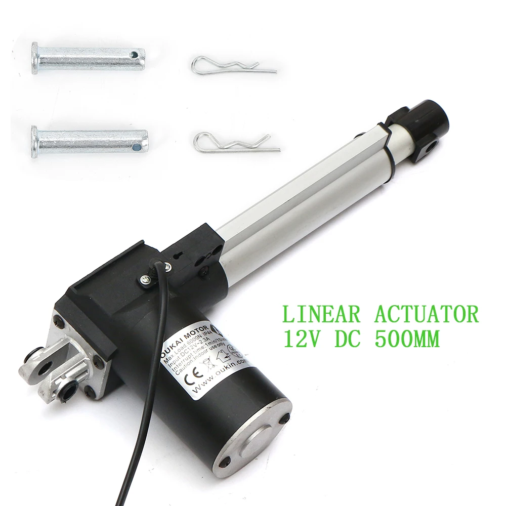 

500mm Stroke Linear Actuator 6000N/1320lbs Pound Max Lift 12V Volt DC Motor 48db