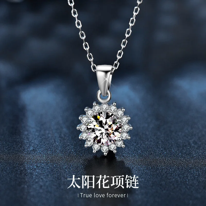 

Mozambique 925 sterling silver sunflower necklace ins women's flower pendant collarbone necklace accessories wholesale