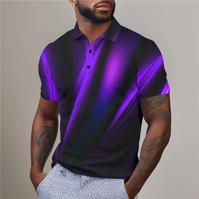 Men's Polo Shirt Golf Shirt Color Blocked Landscape Pattern Printed Geometric Outdoor Fashion Short Sleeve Casual