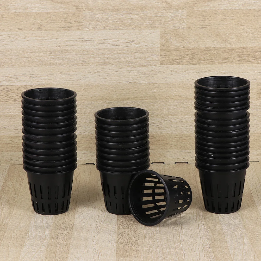 24 قطعة أواني شبكية مائية 5.7X5 سنتيمتر حامل زراعة المياه البلاستيكية السوداء للنباتات ثقافة بدون تربة دلو لوازم الحدائق #5