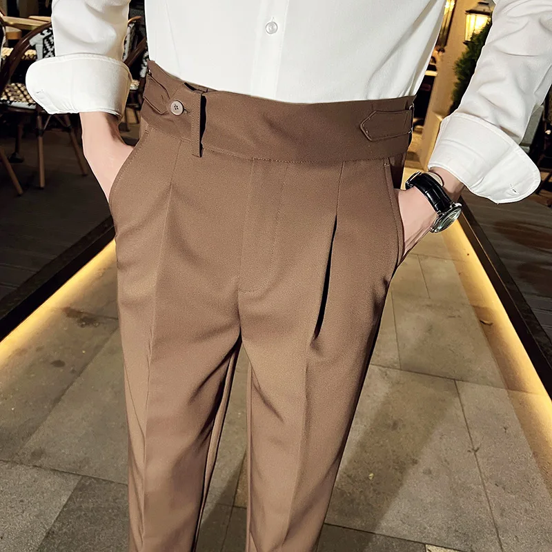 

2023 British Style Men's High Waist Spring England Business Trousers/Male Slim Fit High quality Casual Suit Pants Hombre 29-36