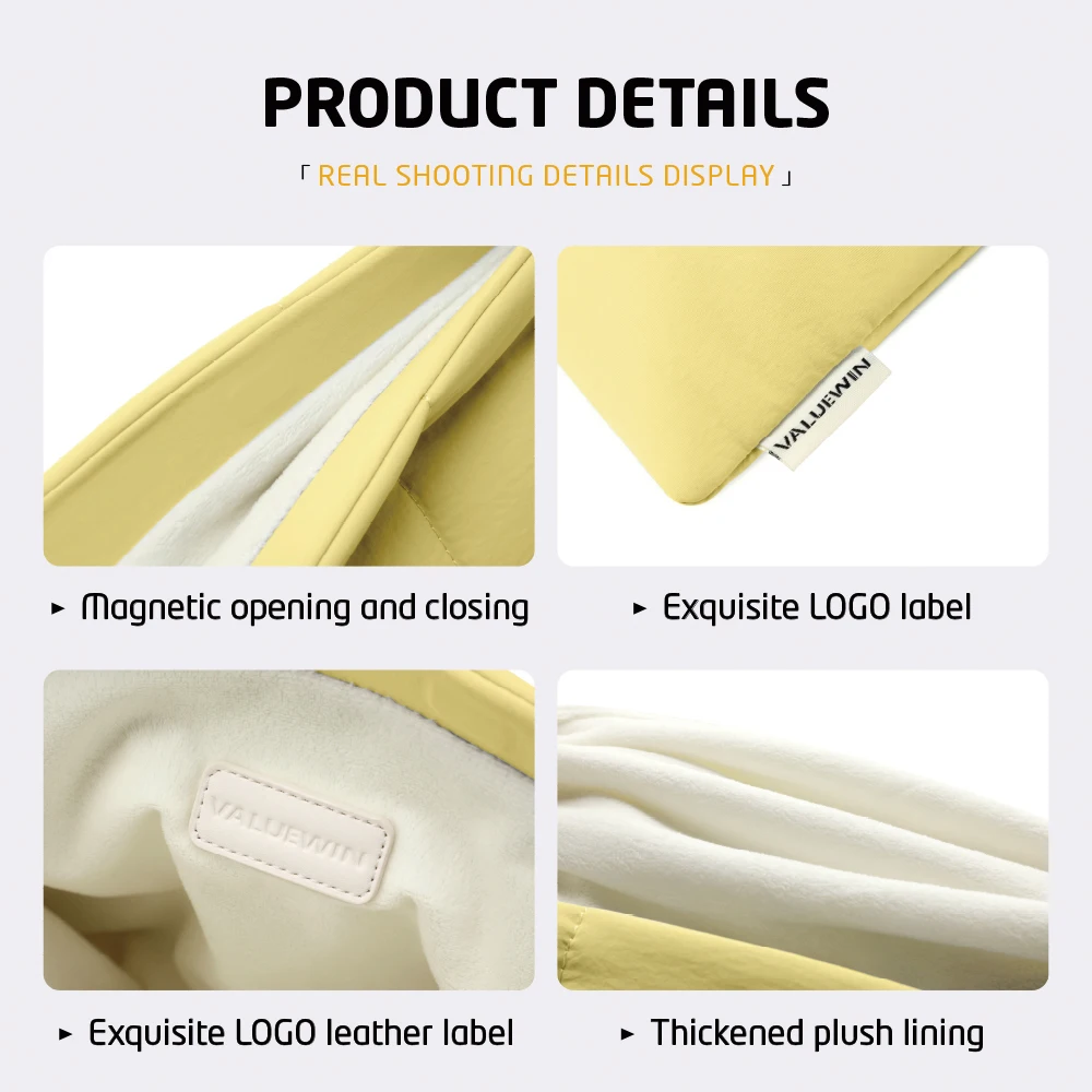 กระเป๋าใส่แล็ปท็อปแบบปิดด้วยแม่เหล็ก ขนาด 13 14 นิ้ว สำหรับ MacBook Air/iPad Pro HP Lenovo กระเป๋าโน้ตบุ๊กแบบป้องกันพร้อมซับในขนนุ่มสำหรับผู้หญิง