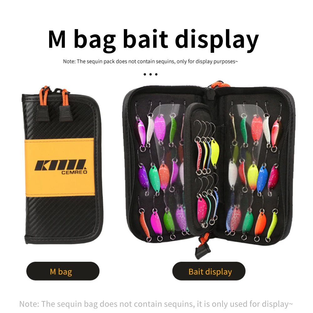 Fishing Lure Wallet Spinner Spoon Bait Storage Carrying Case Metal Jig Holder Fishing Box for Wire Gear Storage Hair Rigs Organi