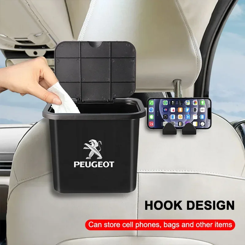 1pc Case Rear Row Organizer Car Trash Can Hanging Garbage Organizor Caps for Peugeot 206 3008 208 508 2008 307 308 207 407