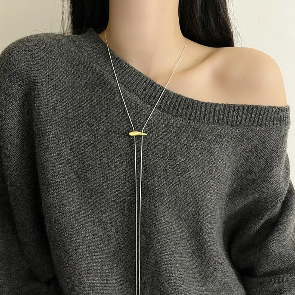 Simple Fashion Irregular Geometry Pull Adjustable Matte Frosted Long Necklace for Women Jewelry Collar Chain Accessories Gifts