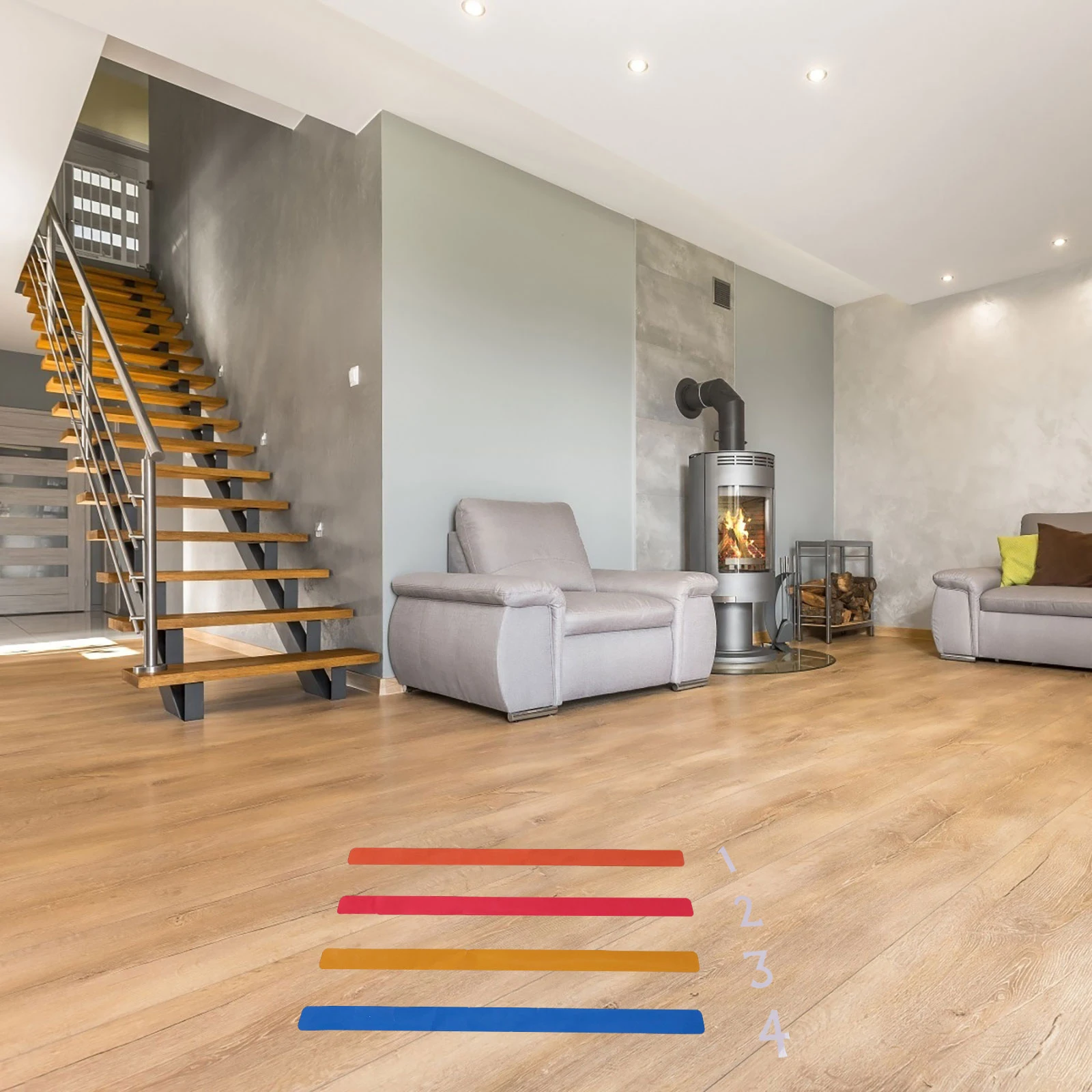 

2 Sheets Long Jump Stickers Children Game Supplies Cartoon Decorative Decals Playroom Floor Kids Sports Activities Waterproof