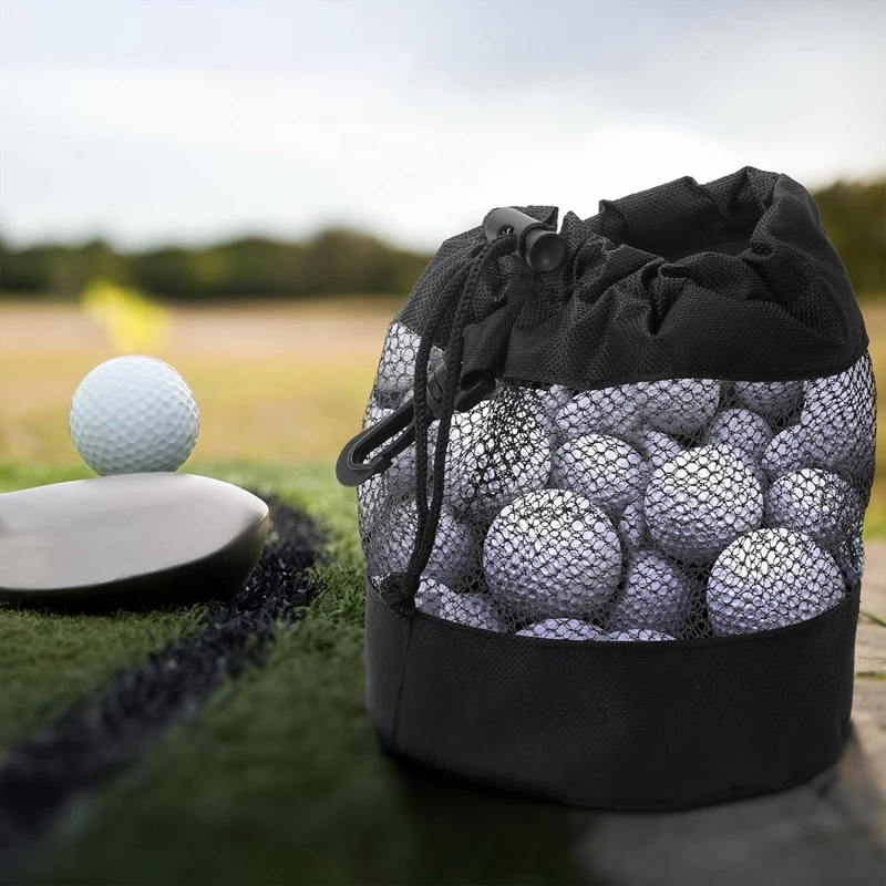 Multipurpose Golf Ball Organizer for 20 Balls Drawstring Golf Ball Pouch Carrying Portable Holder Nylon Mesh for Fitness Sport