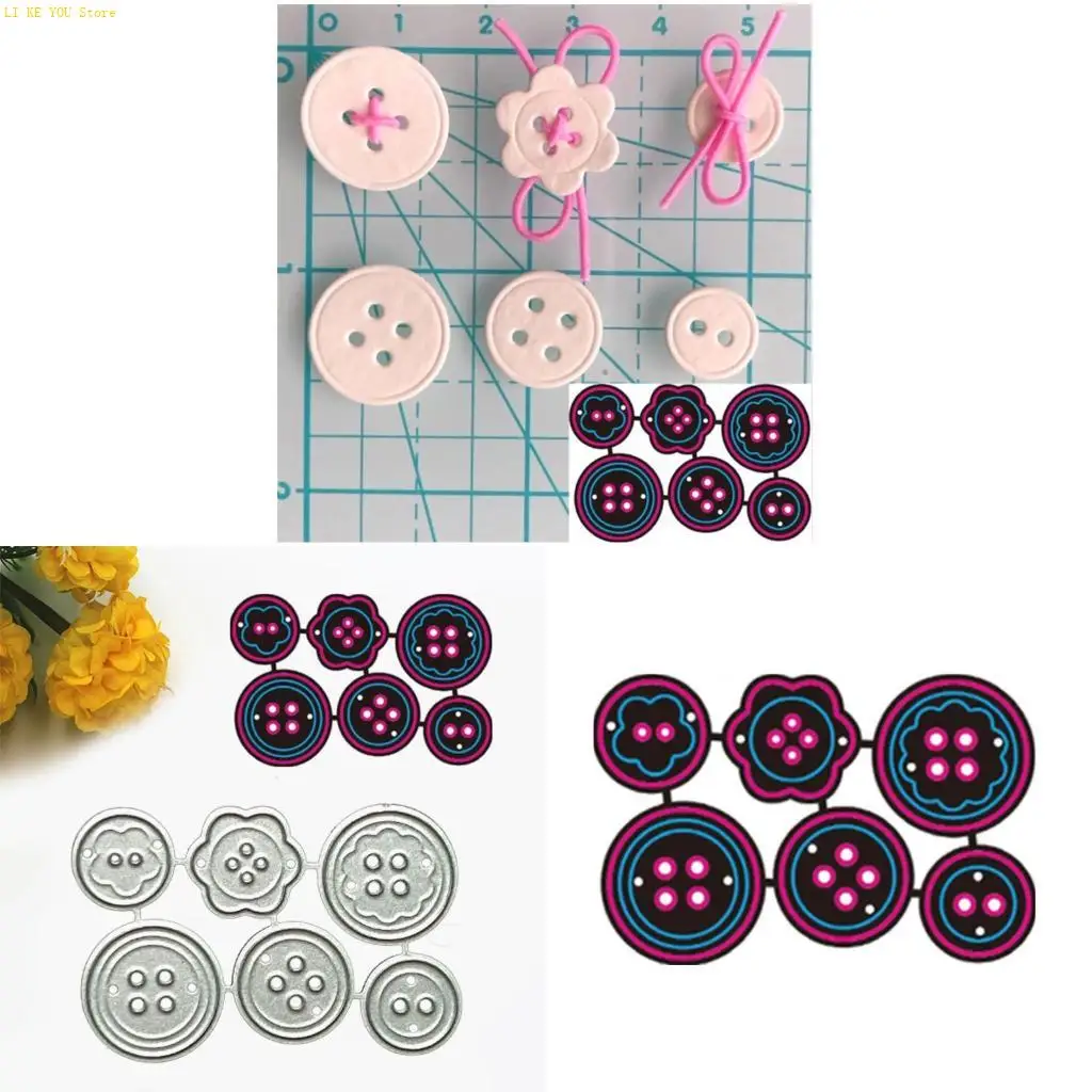 W3JE Silver ButtonCutting Dies Greeting Invitation Message Card Photo Album Making for Festival Birthday Celebration Cards