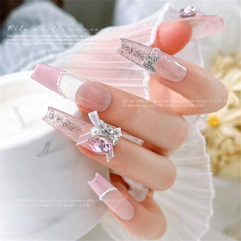 Butterfly Nail Jewelry Rich Color Hand Drill Red Manicure Organza Nail Art N White All-match Pigeon Egg Light Luxury