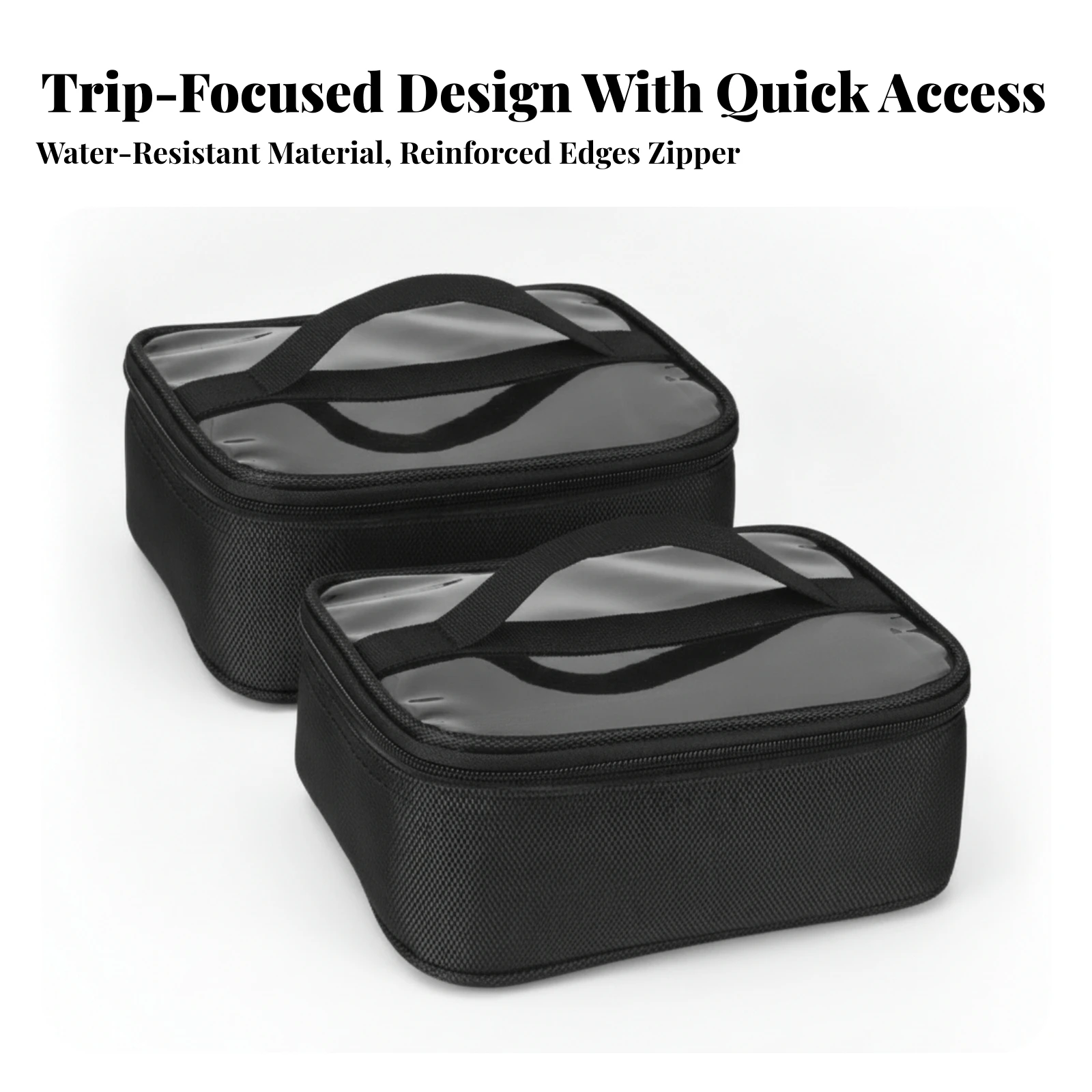 2 Pieces Cosmetic Bag with Transparent Top Waterproof Makeup Organizer with Handle Travel Makeup Case Lightweight for Travelers