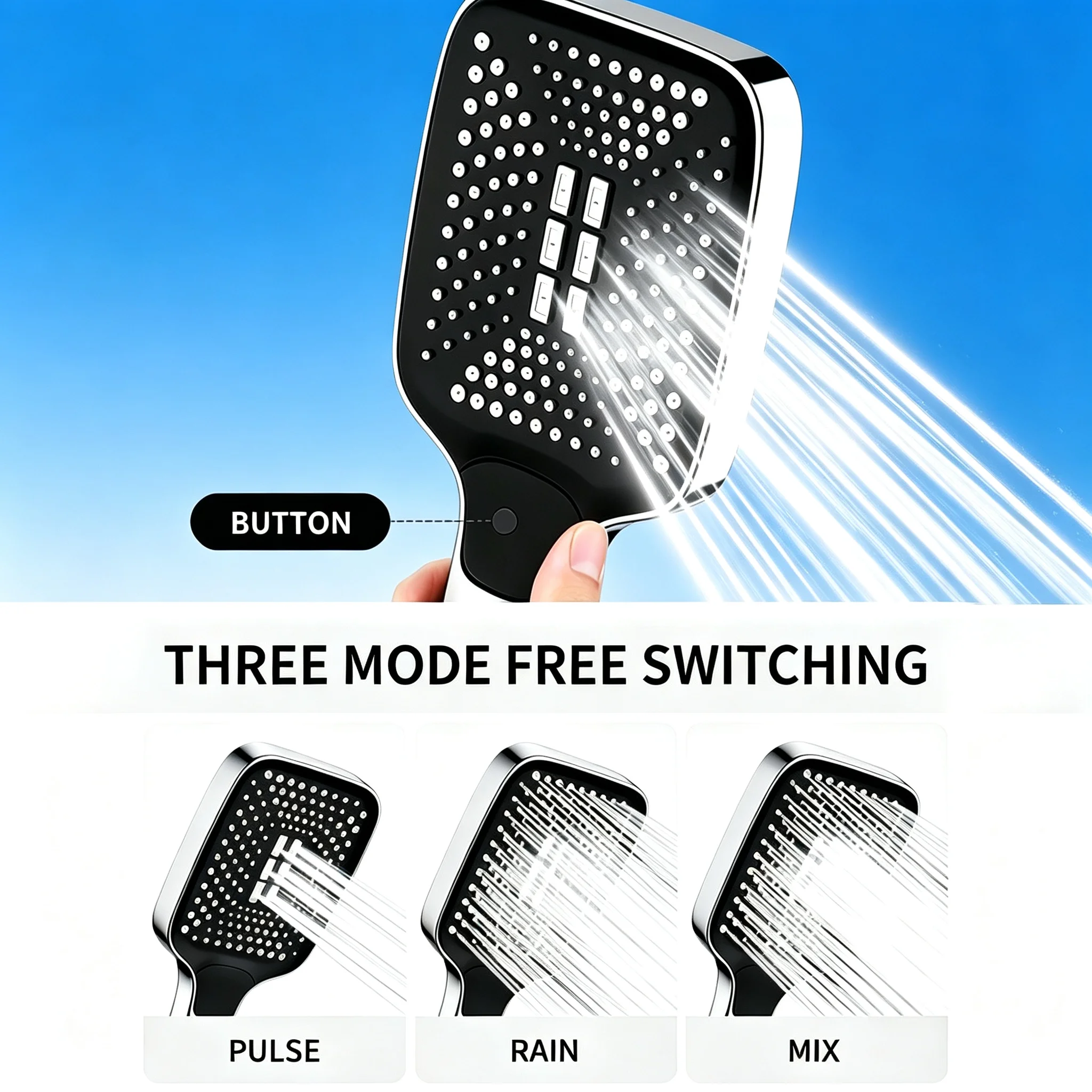 Hand Shower High Pressure Handheld Shower Head with Dense Nozzles for Relaxing Bathroom Shower Experience