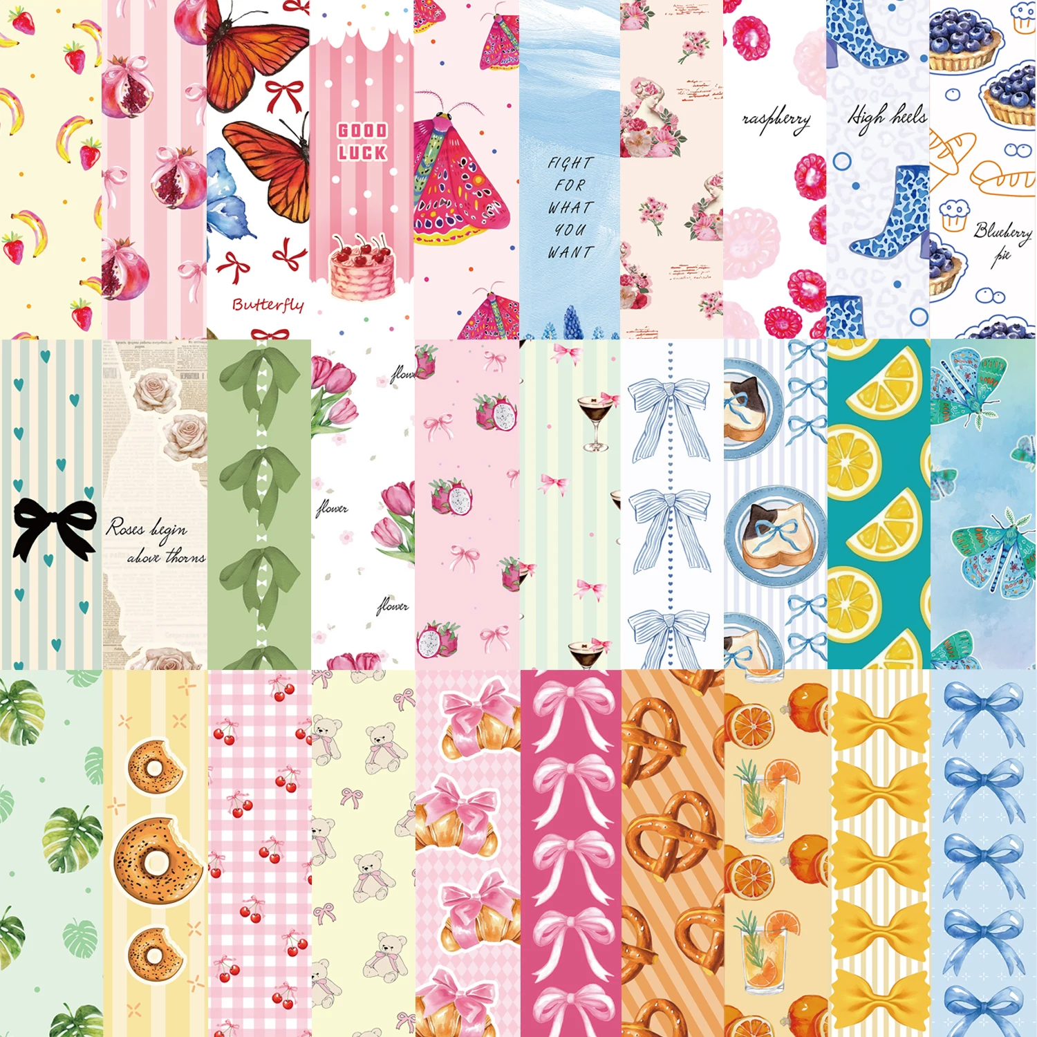 30Pcs Coquette Doodle Bookmarks Assorted Designs Premium Paper Bookmark Set Perfect for Readers Book Page Markers
