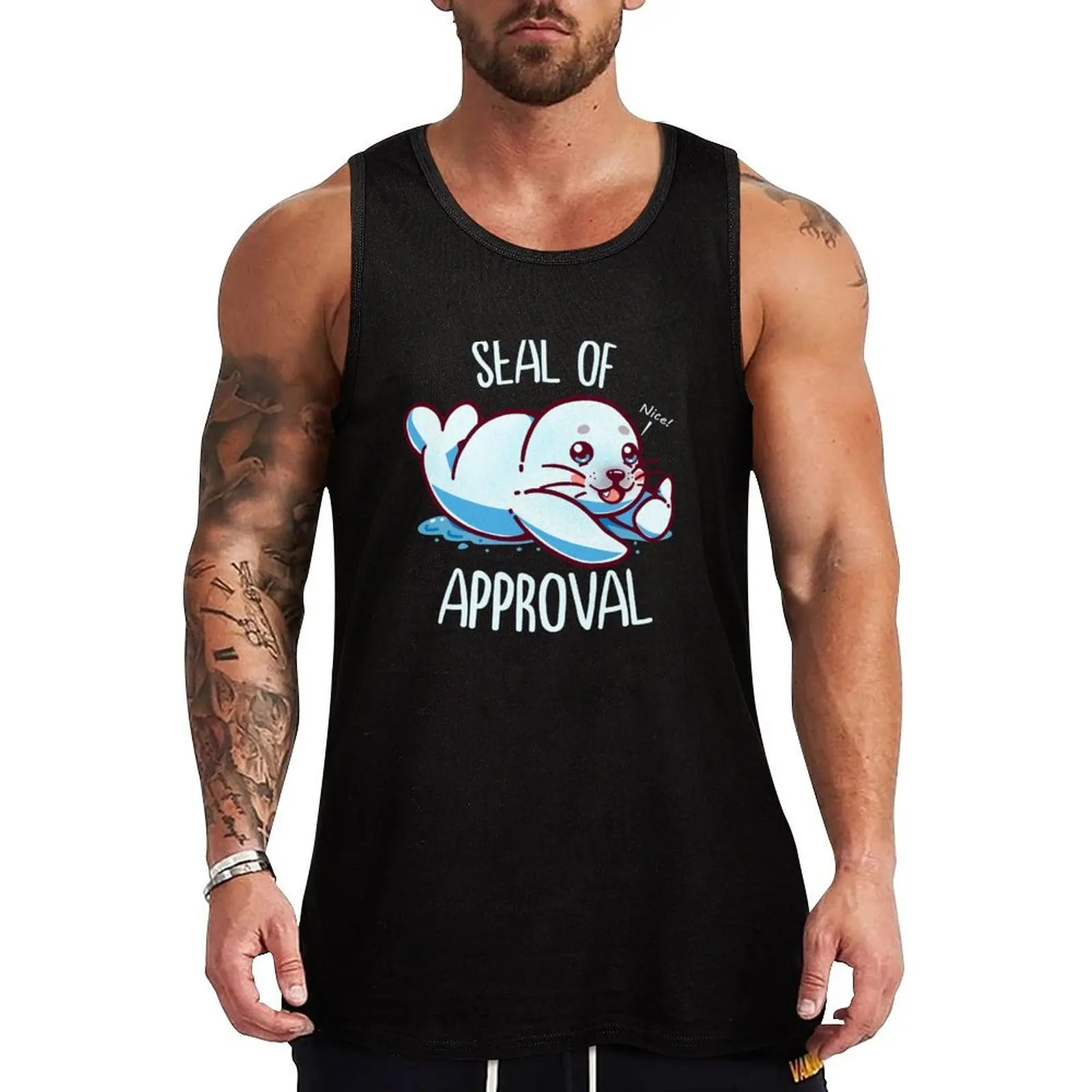 Cute Seal of Approval Tank Top Minimal Print Tank Top Simple Graphic Sleeveless
