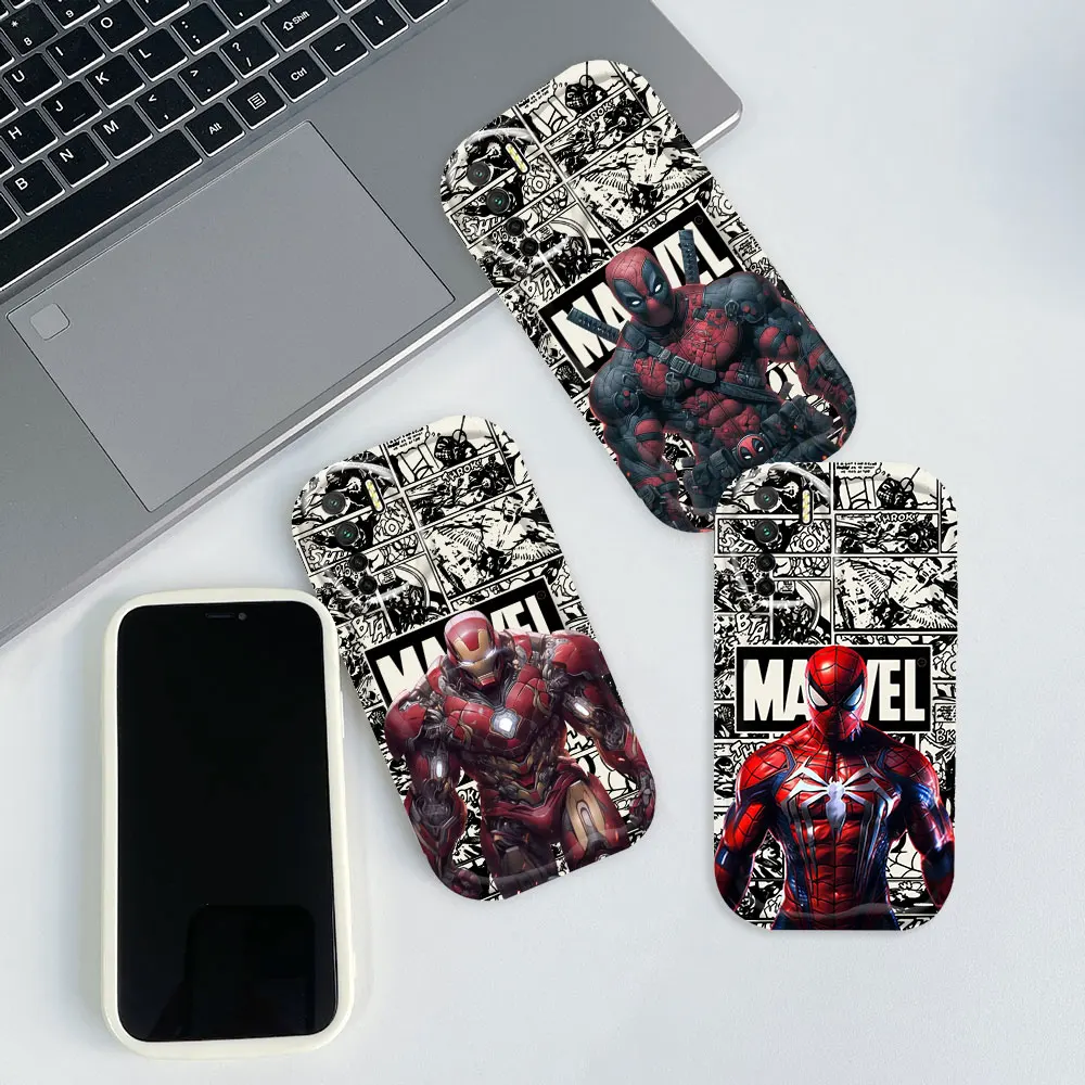 Marvel SpiderMan Deadpool Iron Man 3D Wave Phone Case For OPPO A98 A94 A93 A92 A79 A78 A76 A74 A60 A58 A57 A55 A54 A53 A38 Cover