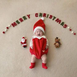 2024 Christmas Baby's Sets Plush Warm Baby Romers with Hat Autumn Winter Baby Clothing Infant Creeper Cute Baby Jumpsuit