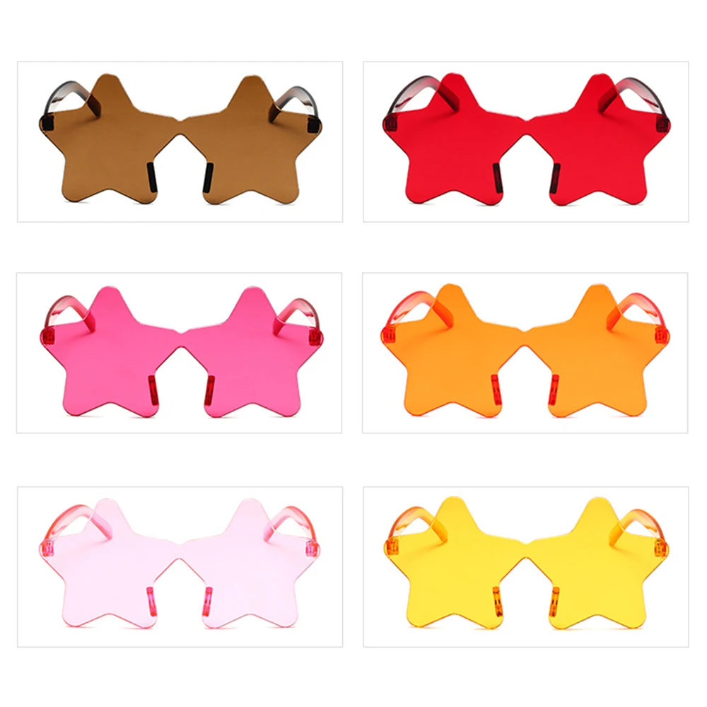 KLASSNUM Fashion Pentagram Sunglasses Frameless Star Shaped Women's Sun Glasses Men's Cosplay Eyewear Disco Party Eyeglasses