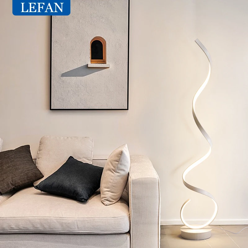 Black White Modern Minimalist Led Strip Floor Lamp Floating Design Standing Light For Bedroom Bedside Living Room Sofa Study Rea