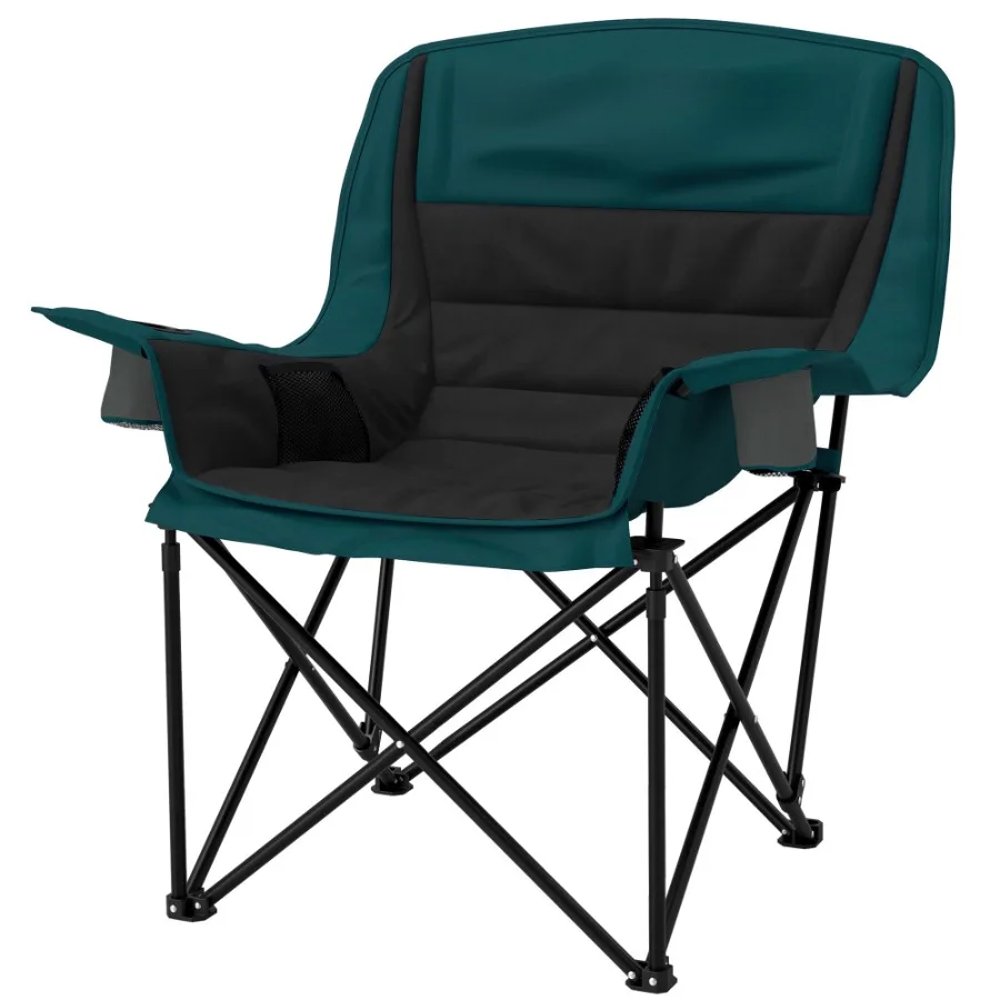 

Padded Camping Chair for Adults Portable Folding Camping Chair with Side Pockets Cup Holders Carry Bag Black