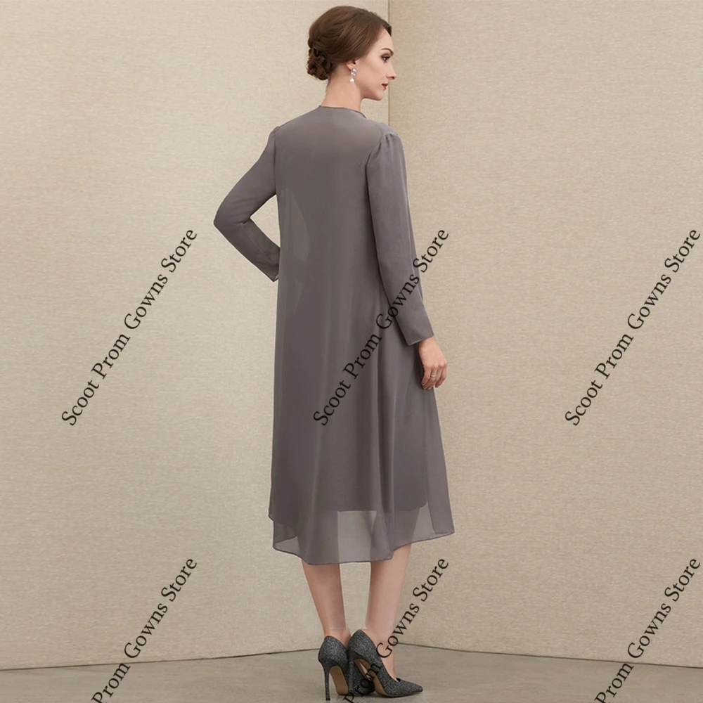 Vestidos sencillos marrones para madre De novia, vestidos De fiesta De boda De manga larga para mujer, novedad De verano 2021, bata De playa De gasa