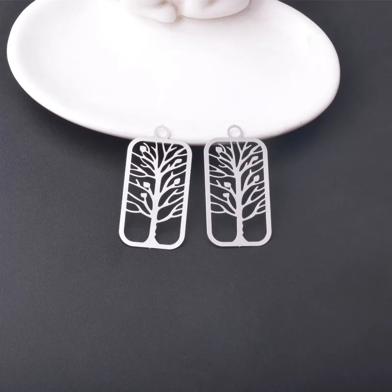 20 Stück AB1509 Messing Quadratische Filigran-Schmuckanhänger Goldener Baum-Anhänger DIY Damen Ohrring Halskette Zubehör – Detail 7