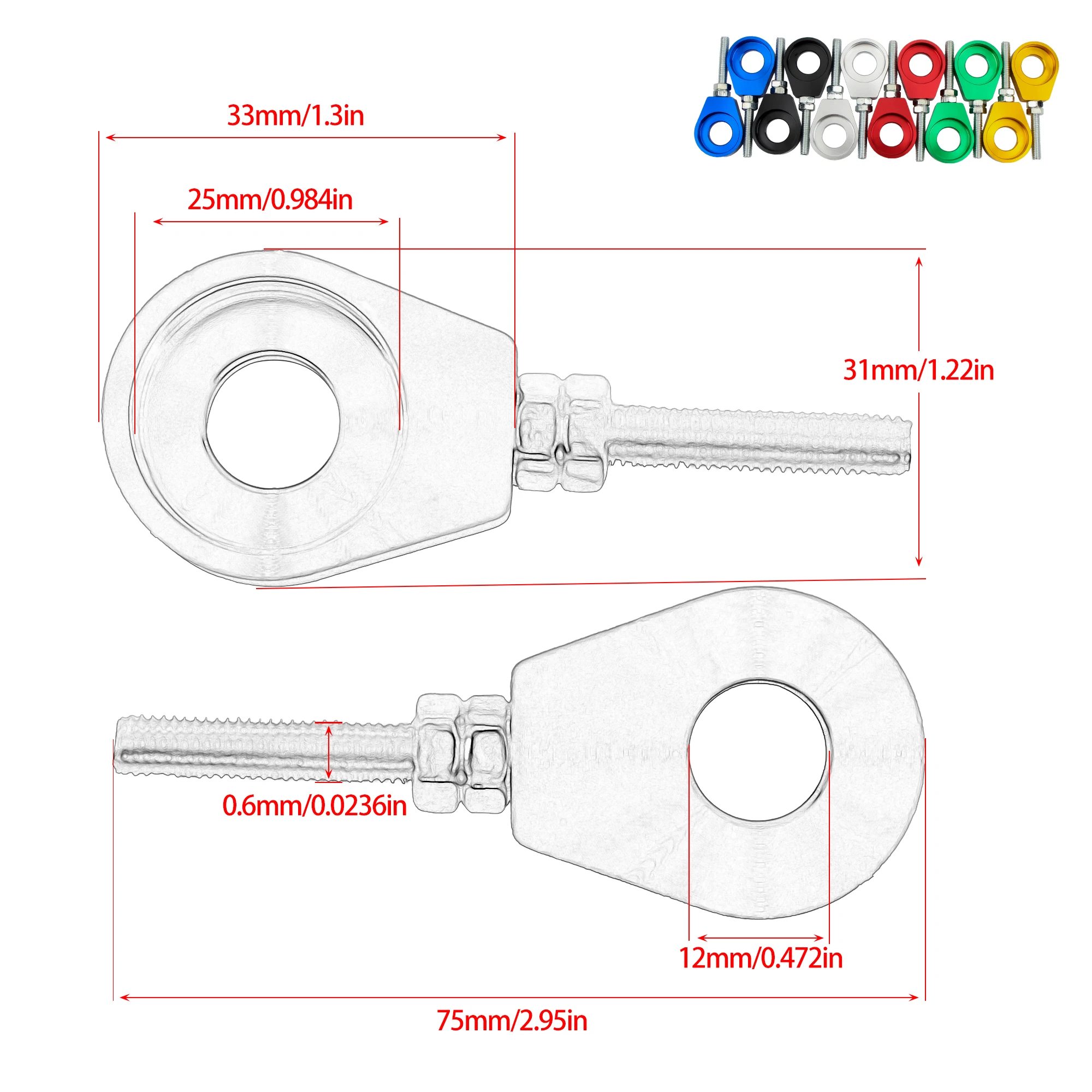 12mm/15mm Motorcycle Rear Wheel Axle Hole Chain Tensioner Adjuster For Honda Yamaha DirtBike Enduro Motocross Modification Parts