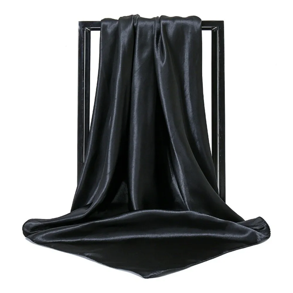 New 90cm Head Scarf Square Satin Scarf Shawl Decorative Solid Color Handkerchief Women's Fashion