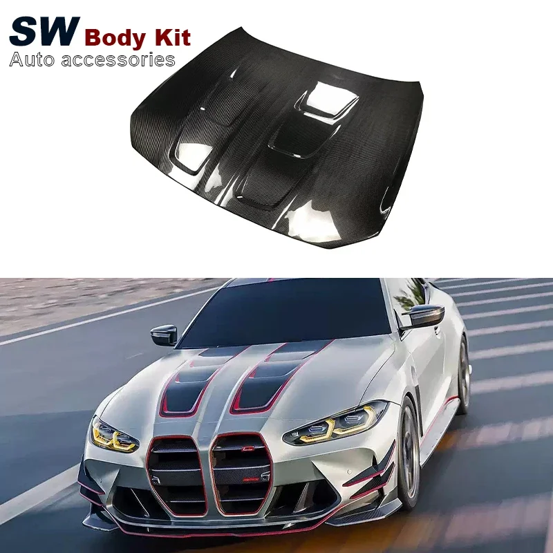 SW Carbon Fiber Hood For BMW G80 M3 G82 M4 Upgrade Modification Front Engine Valve Cover Auto Parts Performance Kit