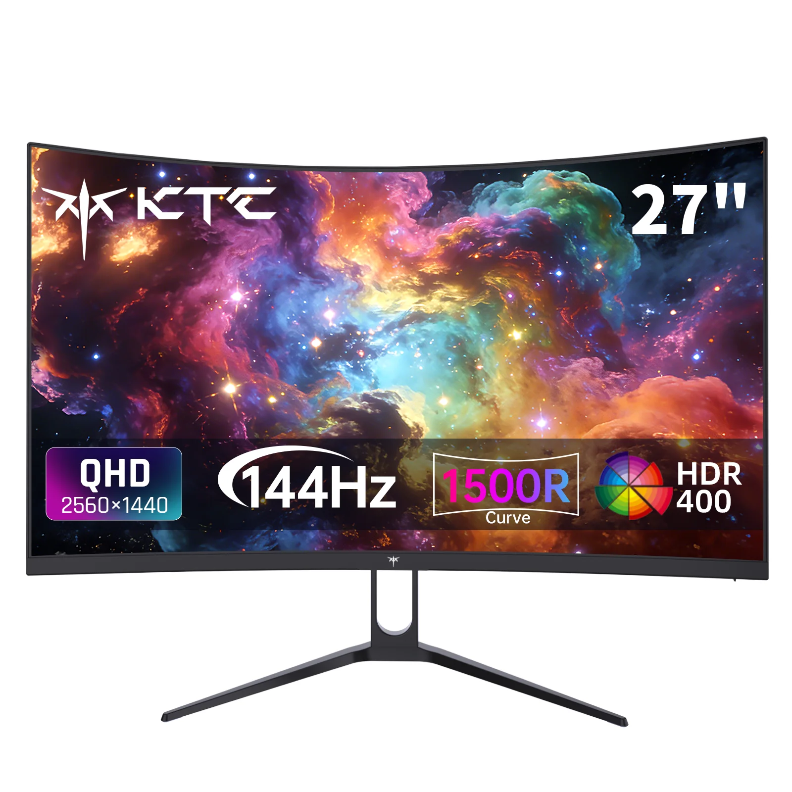 Monitor Gamer Curvo KTC H27S5C de 27 polegadas, 1440P QHD 144Hz 120Hz, Painel HVA 1500R, HDR400, Adaptive Sync, 400nits