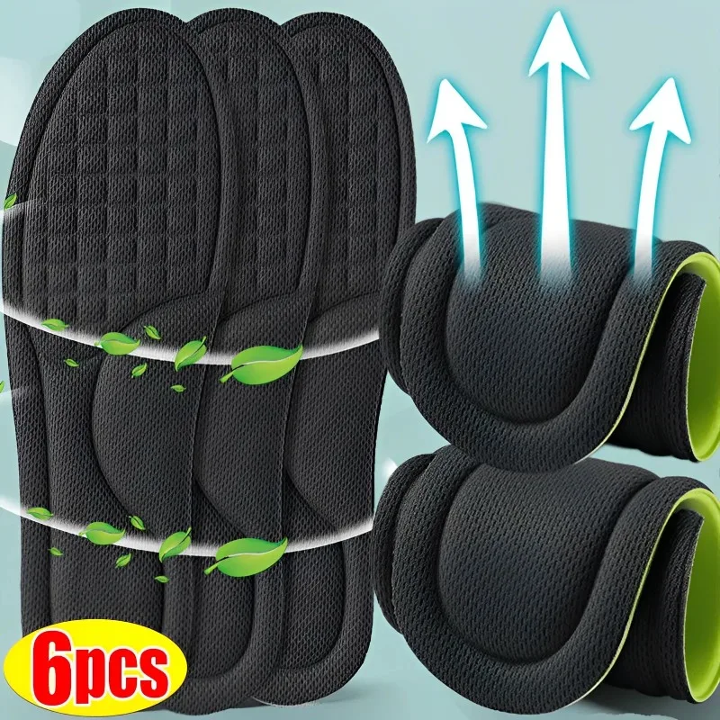 2/6pcs Memory Foam Insoles for Sport Shoes Sweat-Absorbing Breathable Deodorant Insole for Feet Orthopedic Sponge Inserts Pads