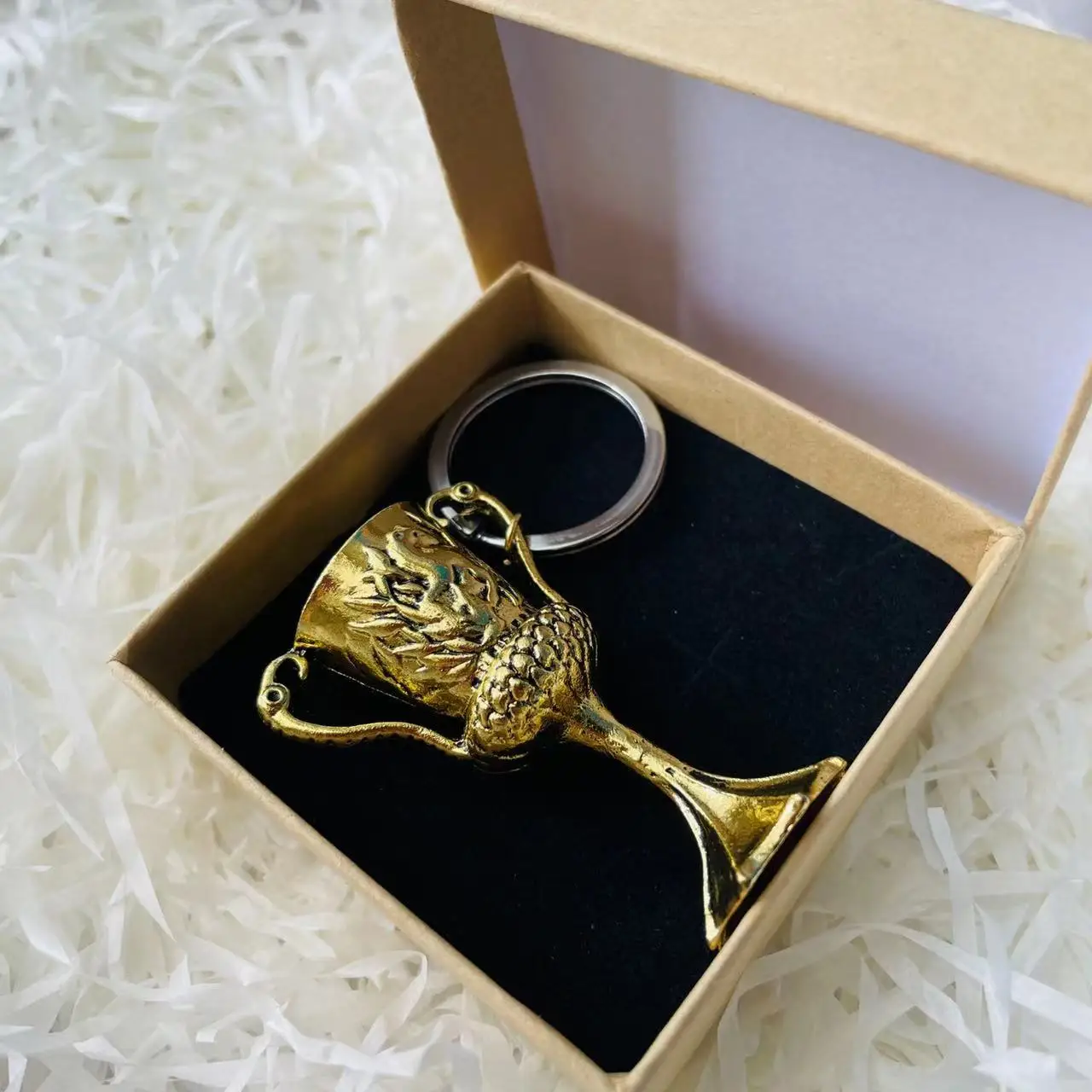 Dark Lord Horcrux Golden Cup Badger Logo Pendant Keychain Vintage Gift Box 2Pcs Set Golbet Key Rings Halloween Cosplay Gift