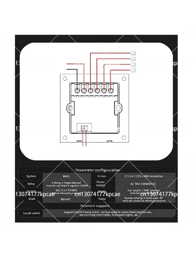 Smart Touch Wall Switch 4 Gang 8 Scene Zigbee Dimming Curtain Control Panel 3.5 Inch