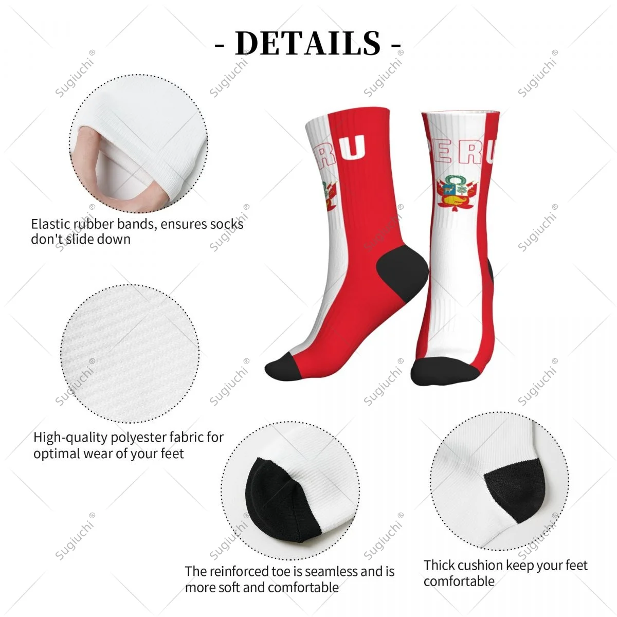 ثلاثية الأبعاد مطبوعة بيرو العلم البوليستر منتصف العجل الجوارب للرجال النساء Kawaii الجوارب الشارع سكيت الجوارب