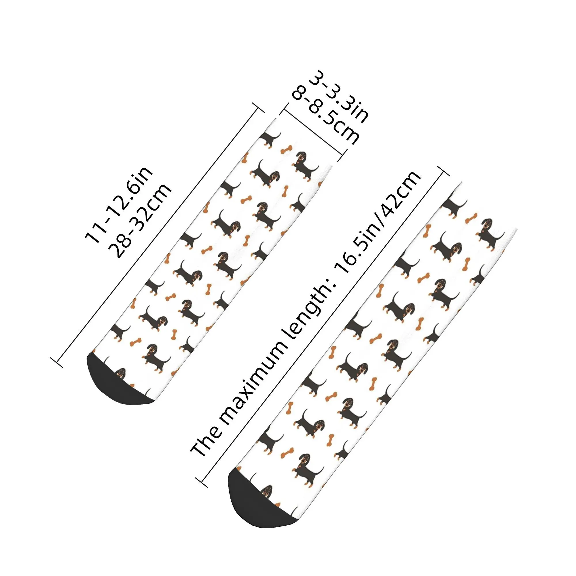 Todas as estações preto e tan dachshund salsicha cão meias harajuku super macio tripulação meias moda para presentes das mulheres dos homens