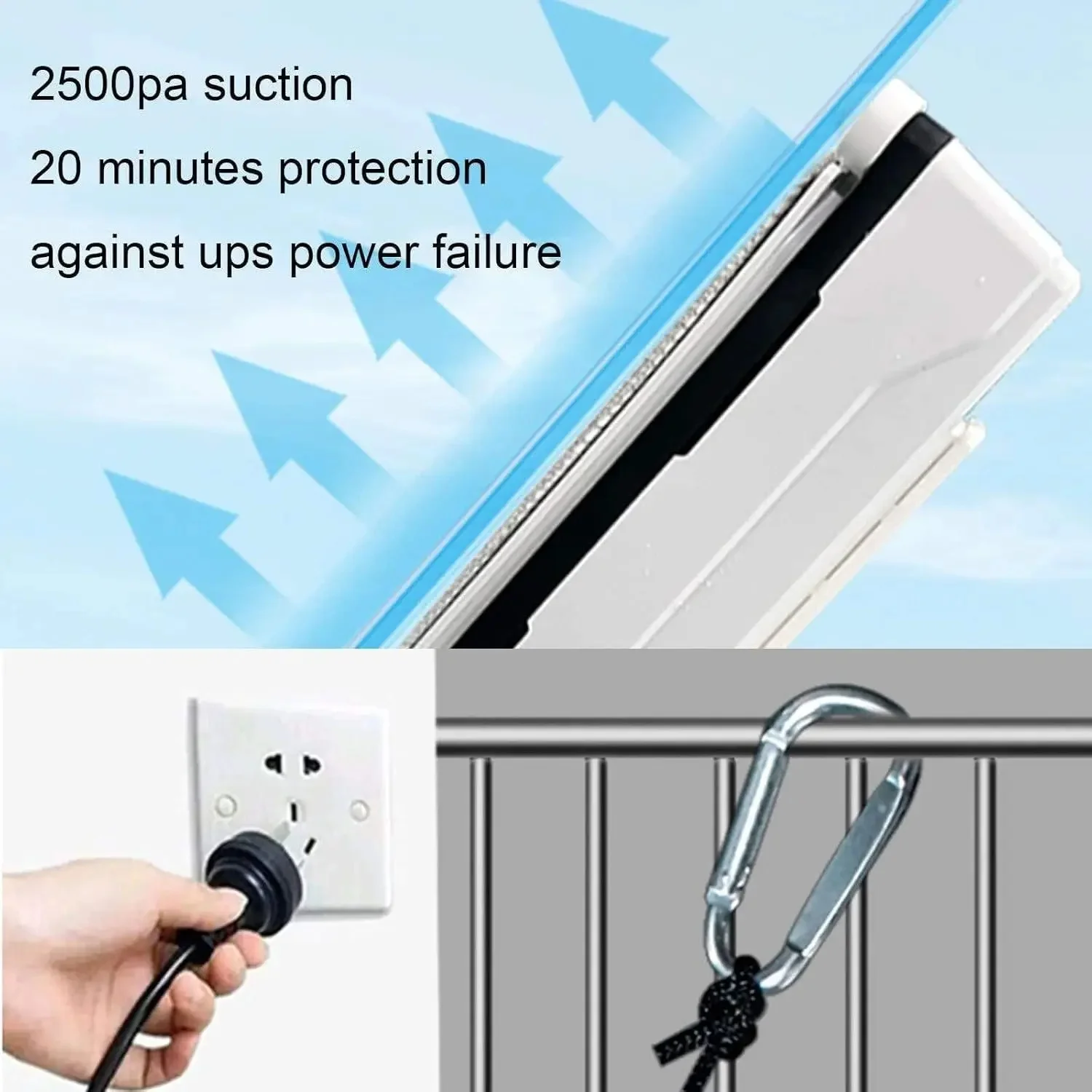 روبوت تنظيف النوافذ الأوتوماتيكي آلة تنظيف النوافذ رقيقة جدا على الوجهين رذاذ الماء 2500Pa روبوت مُنظف نوافذ