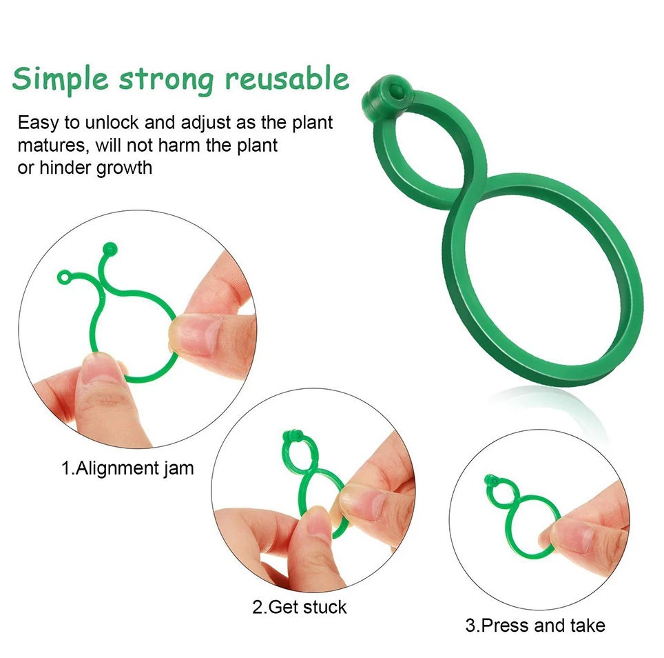 S/L Garden Vine Strapping Clips Plant Bundled Buckle Ring Holder Tomato Garden Plant Stand Tool 10-50Pcs Garden Decor Acc