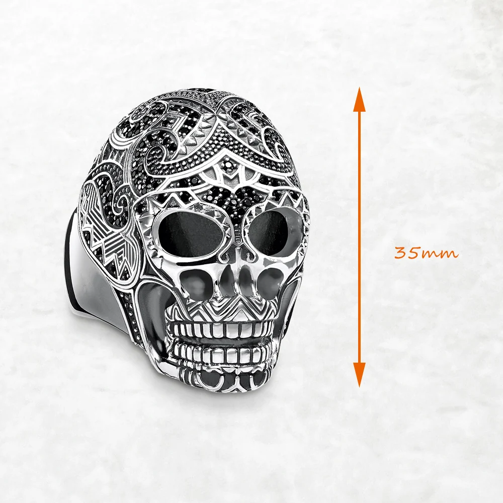 Maori Skull Ring Fine Jewerly For Women Men Autumn Brand New Ethnic Gift In 925 Sterling Silver