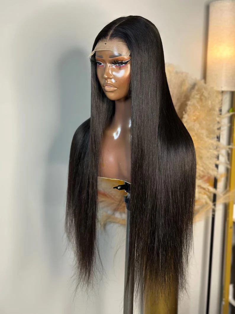 13x4 Hand Tied HD Lace Front Wig, Premium Protein Synthetic Long Straight Hair, Pre-plucked Hairline, Heat Resistant Wig for Wom