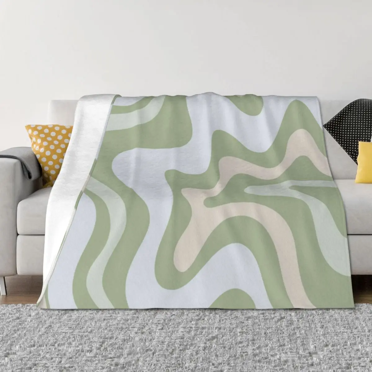 

Liquid Swirl Contemporary Abstract in Light Sage Green Grey Almond Throw Blanket Stuffeds Soft Big manga Softest Blankets