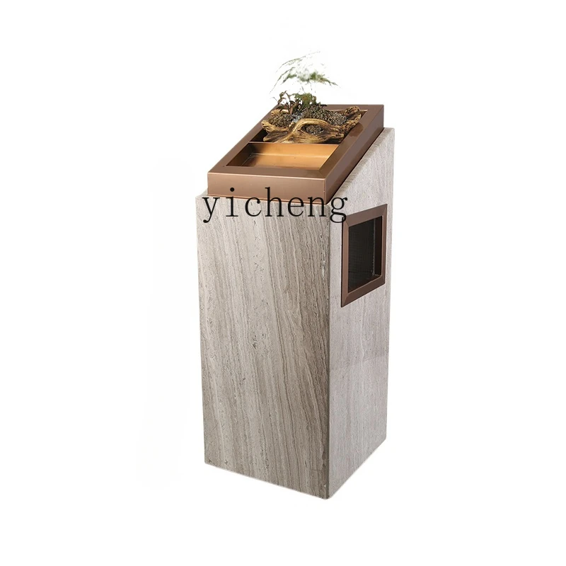 

ZC Hotel Lobby Trash Can with Ashtray Stainless Steel Marble Hall Elevator Entrance Vertical Smoke Pipe