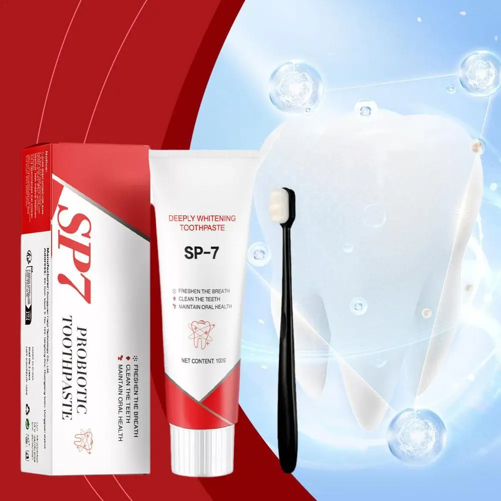 Ensemble de dentifrice et brosse à dents Sp-7 probiotiques, dentifrice blanc éclaircissant, fumée SAF, haleine d'acides aminés, Chevfrais