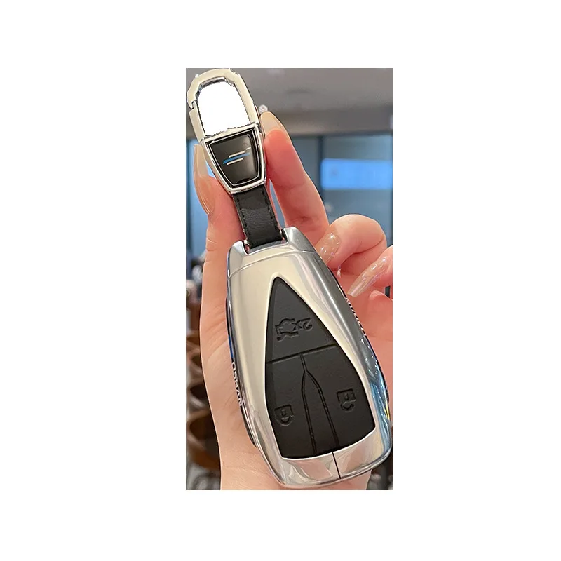 Premium Zinc Alloy Key Cover Case for Changan Oshan X5 Plus/Z6 IDD/X7 - Protective Key Fob Shell Key Bag Chain