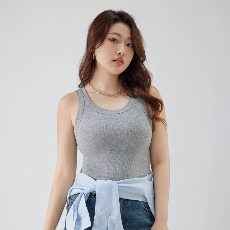 Yapher Women's Sleeveless Solid Color Tank Top Wide Strap Slim Fit Cami Plus Size Breathable Basic Undershirt for Summer Vest