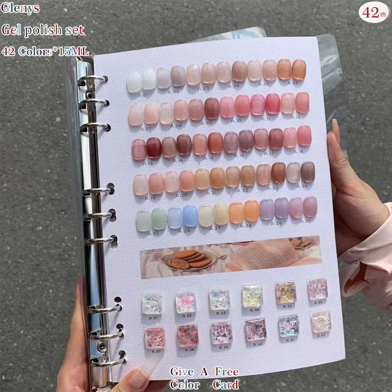 

Glenys 42-цветный гель-лак для ногтей, сетка красного цвета, популярный погружной гель, соответствующий цвету карты, магазин ногтей, необходимый набор лаков для дизайна ногтей