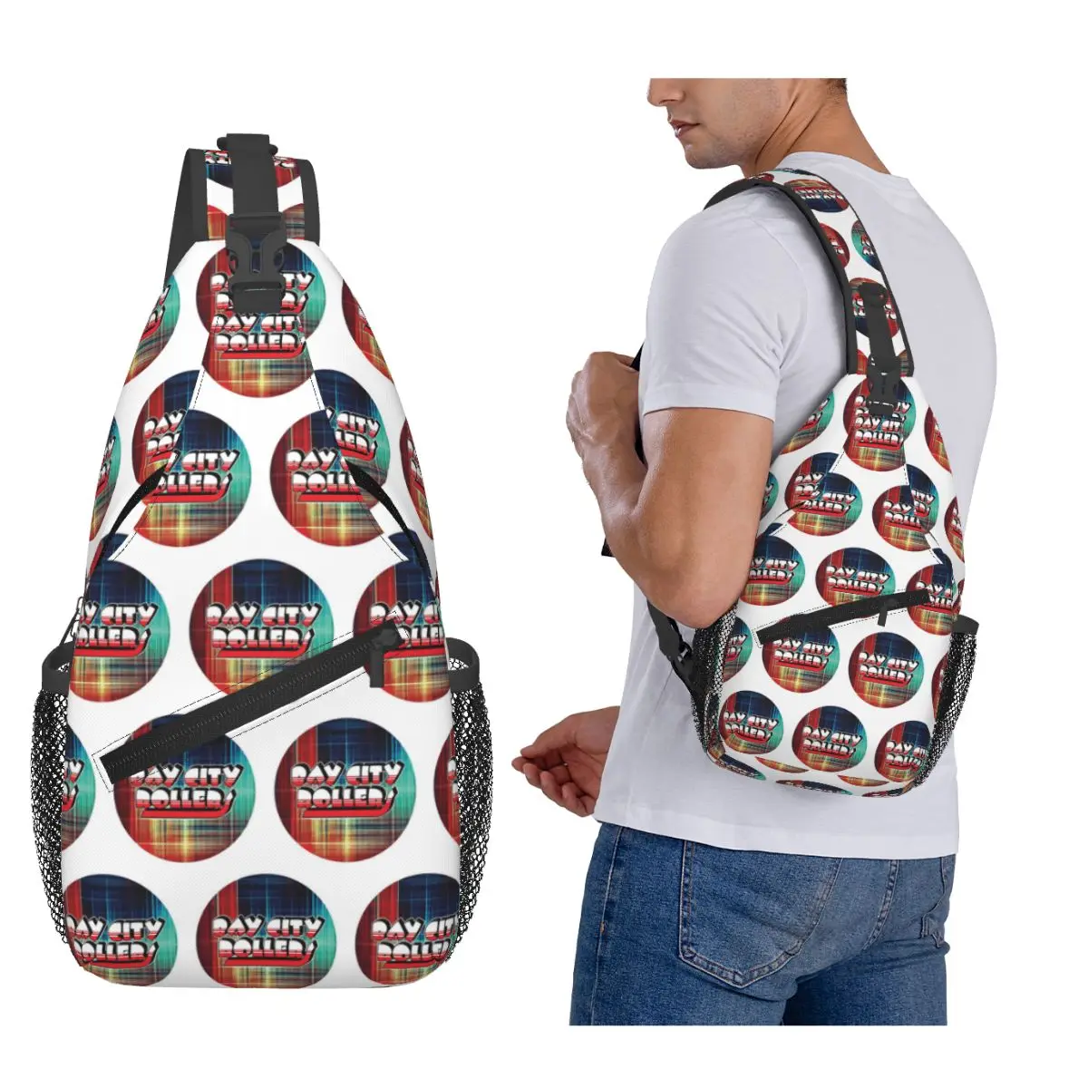 

Bay City Rollers Chest Bag Men Sling Crossbody Backpack Chest Bag Traveling Hiking Daypack Shoulder Bag
